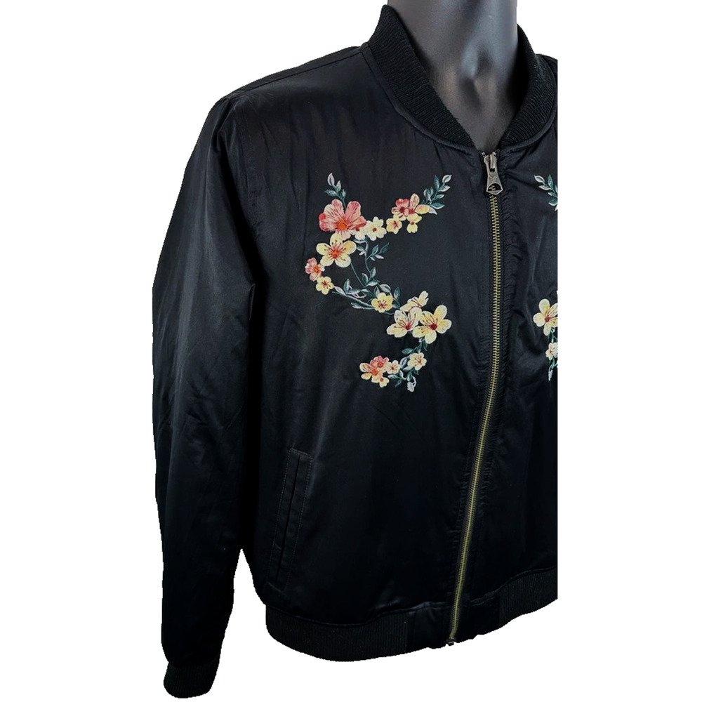 Y2k American Eagle Jacket S Black Floral Embroidered Bomber Boho Festival New - Picture 11 of 16